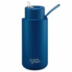Frank Green - Ceramic Reusable Bottle W/Straw Lid Deep Ocean 1L