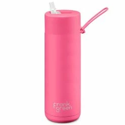Frank Green - Neon Pink Reusable Bottle W/Straw 595ml