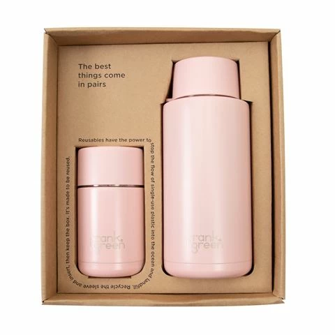 Frank Green - Ceramic Gift Blushed Pink 295ml / 1L Set 2pce 1 Frank Green - Ceramic Gift Blushed Pink 295ml / 1L Set 2pce