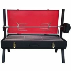 Flaming Coals - Mini Spit Roaster Charcoal BBQ Red 3v Motor