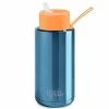 Frank Green - Ceramic Reusable Bottle W/Straw Lid Blue/Neon Orange 1L