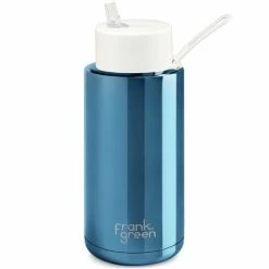 Frank Green - Ceramic Reusable Bottle W/Straw Lid Blue/Cloud 1L
