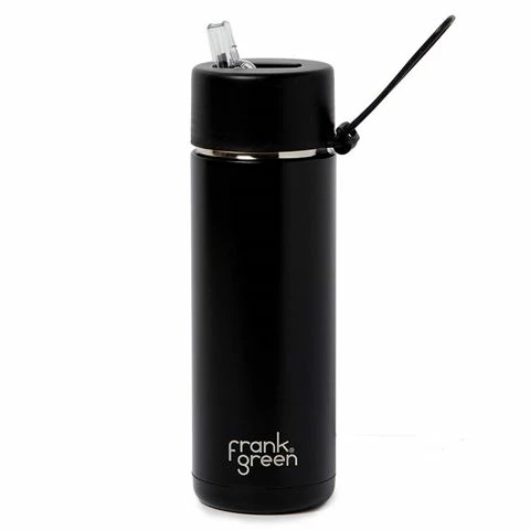 Frank Green - Reusable Ceramic Bottle W/Straw Black 595ml 1 Frank Green - Reusable Ceramic Bottle W/Straw Black 595ml