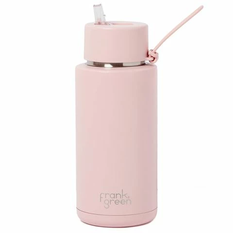 Frank Green - Ceramic Reusable Bottle W/Straw Lid Blushed 1L 1 Frank Green - Ceramic Reusable Bottle W/Straw Lid Blushed 1L